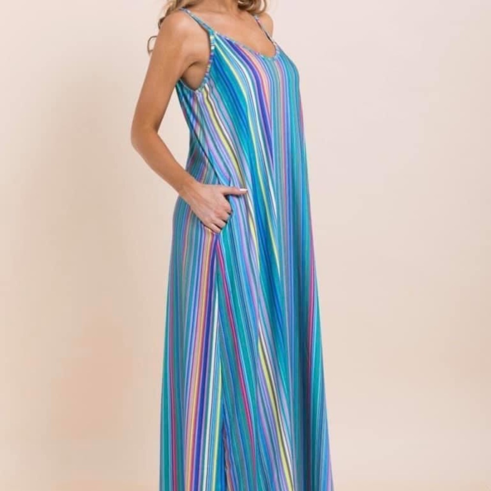 Multi Color Maxi Dress- Blue